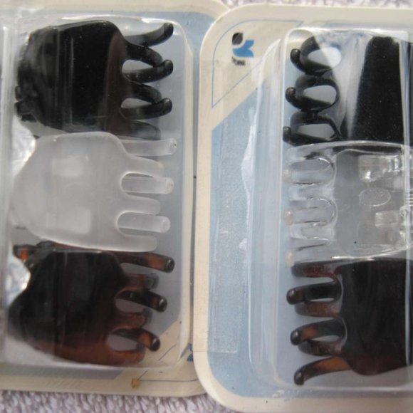 12 Scunci EffortlessBeauty 5/8" Small Plastic Jaw Hair Clips Black Frosted Clear - Picture 2 of 8